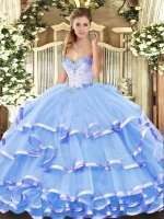 Sleeveless Lace Up Floor Length Beading and Ruffled Layers Sweet 16 Dress(SKU SJQDDT1353002-1BIZ)
