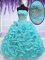 Aqua Blue Ball Gowns Beading and Pick Ups Quince Ball Gowns Lace Up Organza Sleeveless Floor Length