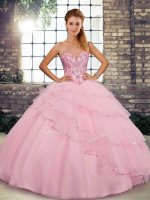 Baby Pink Quinceanera Gowns Tulle Brush Train Sleeveless Beading and Ruffled Layers(SKU SJQDDT2120002-11BIZ)