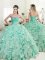 Stunning Apple Green Ball Gowns Sweetheart Sleeveless Organza and Taffeta Floor Length Lace Up Beading and Ruffles Sweet 16 Dresses