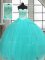 Artistic Sweetheart Sleeveless Sweet 16 Quinceanera Dress Floor Length Beading Turquoise Tulle