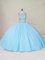 Most Popular Scoop Sleeveless Tulle 15th Birthday Dress Beading Lace Up