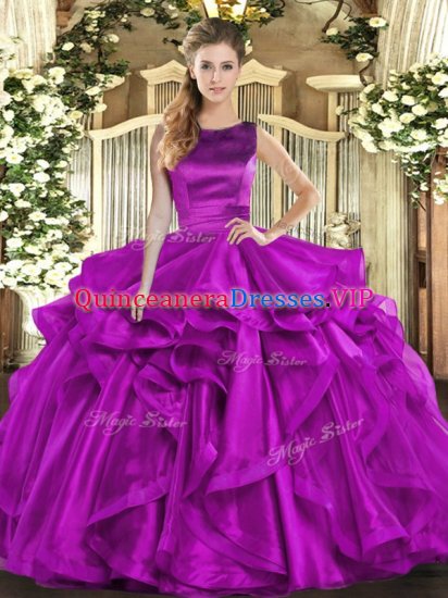 Floor Length Ball Gowns Sleeveless Purple Quinceanera Gown Lace Up - Click Image to Close