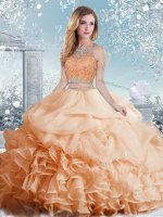 Sleeveless Beading and Ruffles and Pick Ups Clasp Handle Sweet 16 Dress(SKU SJQDDT958002-4BIZ)