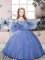 Adorable Purple Ball Gowns Straps Sleeveless Tulle Floor Length Lace Up Beading Kids Pageant Dress