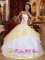 West Memphis Arkansas/AR Romantic White and Light Yellow Quinceanera Dress With Embroidery Decorate