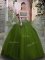 Sweet Olive Green Sweet 16 Dresses Military Ball and Sweet 16 and Quinceanera with Beading Strapless Sleeveless Lace Up