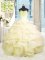 Captivating Floor Length Lace Up Quinceanera Gowns Light Yellow for Military Ball and Sweet 16 and Quinceanera with Beading and Ruffles