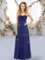 Sleeveless Floor Length Ruffles Lace Up Damas Dress with Royal Blue