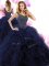Scoop Tulle Sleeveless Floor Length Quince Ball Gowns and Beading and Ruffles