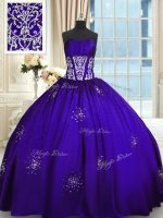 Fabulous Purple Sleeveless Beading and Appliques and Ruching Floor Length Quinceanera Gowns