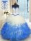 Floor Length Ball Gowns Sleeveless Blue And White Quince Ball Gowns Lace Up
