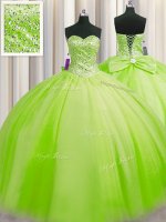 Flare Big Puffy Ball Gowns Sweetheart Sleeveless Tulle Floor Length Lace Up Beading 15 Quinceanera Dress