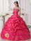 Ansbach Discount Hot Pink Sweetheart Beading and Pick-ups Quinceanera Dresses With Taffeta custom made