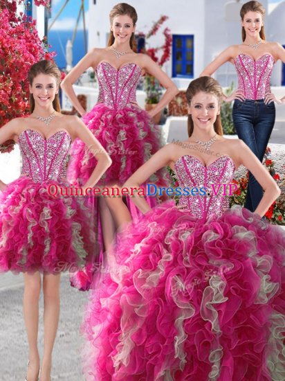 Amazing Four Piece Sleeveless Beading Lace Up Quinceanera Gowns - Click Image to Close