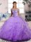 Beading and Ruffles Quinceanera Dresses Lavender Lace Up Sleeveless Floor Length