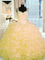 Gold Sleeveless Floor Length Beading and Ruffles Zipper Juniors Party Dress(SKU PSSW0248-7BIZ)