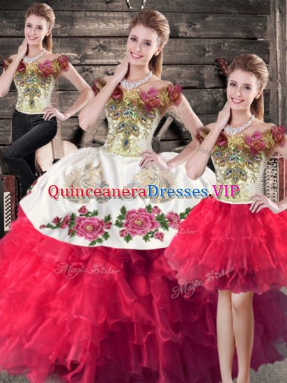Modern Floor Length Pink And White Quinceanera Dresses Off The Shoulder Sleeveless Lace Up - Click Image to Close