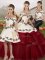 Lace Up 15 Quinceanera Dress Wine Red for Military Ball and Sweet 16 and Quinceanera with Embroidery and Ruffled Layers Brush Train