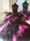 Fancy Floor Length Pink And Black Quinceanera Gowns Sweetheart Sleeveless Lace Up