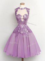 Sexy Lilac Chiffon Lace Up Quinceanera Court of Honor Dress Sleeveless Knee Length Lace(SKU SWBD129-6BIZ)