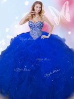 Royal Blue Sweet 16 Quinceanera Dress Military Ball and Sweet 16 and Quinceanera with Beading Sweetheart Sleeveless Lace Up