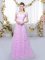 Tulle Cap Sleeves Floor Length Dama Dress and Appliques