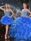 Spectacular Ball Gowns Vestidos de Quinceanera Royal Blue Sweetheart Organza Sleeveless Floor Length Lace Up