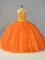 Artistic Ball Gowns Sweet 16 Quinceanera Dress Orange Halter Top Tulle Sleeveless Floor Length Lace Up