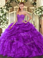 Fashionable Floor Length Ball Gowns Sleeveless Purple Quinceanera Gown Lace Up