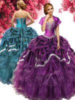 Captivating Sleeveless Lace Up Floor Length Beading and Ruffles and Pick Ups Sweet 16 Quinceanera Dress