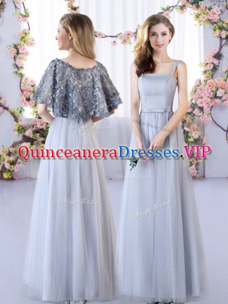 Sleeveless Lace Up Floor Length Appliques Court Dresses for Sweet 16
