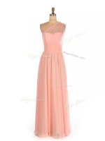 Customized Sleeveless Floor Length Ruching Side Zipper Vestidos de Damas with Peach(SKU SWBD011BIZ)