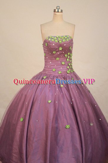 Lovely ballgown strapless floor-length purple appliques quinceanera dresses FA-X-096 - Click Image to Close