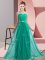 Low Price Chiffon Scoop Sleeveless Lace Up Beading Quinceanera Court Dresses in Turquoise