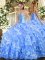 Sweetheart Sleeveless Organza Quinceanera Gown Beading and Ruffled Layers Lace Up