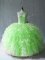 Sleeveless Organza Floor Length Lace Up Quinceanera Dress in with Beading and Ruffles