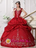 Lawton Oklahoma/OK Elegant Straps Embroidery and Pick-ups For Quinceanera Dress With Satin and Taffeta(SKU QDZY403J1BIZ)