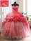 Classical Organza Sleeveless With Train Quinceanera Gown Brush Train and Beading and Ruffled Layers