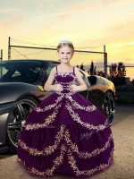 Satin Sleeveless Floor Length Pageant Dress Womens and Embroidery