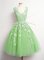 Sexy Yellow Green V-neck Neckline Appliques Dama Dress for Quinceanera Sleeveless Lace Up