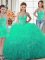 Classical Three Piece Scoop Sleeveless Lace Up Quinceanera Gowns Turquoise Tulle