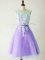 Simple Knee Length Lavender Dama Dress Tulle Sleeveless Lace