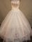 Popular ball gown strapless floor-length appliques white organza quinceanera dresses FA-X-085