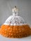 Flare Orange Organza Lace Up Sweetheart Sleeveless Floor Length 15th Birthday Dress Embroidery and Ruffled Layers