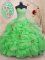 Ball Gowns Organza Sweetheart Sleeveless Beading and Ruffles With Train Lace Up Quinceanera Gown Brush Train