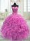 Sweetheart Sleeveless Ball Gown Prom Dress Floor Length Beading and Ruffles Lilac Organza