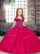Sweet Fuchsia Lace Up Child Pageant Dress Beading Sleeveless Floor Length