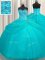 Nice Puffy Skirt Sleeveless Organza Floor Length Lace Up Sweet 16 Dress in Aqua Blue with Beading
