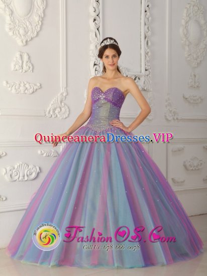 Plainview TX Multi-color Christmas Party Dress For Elegant Style Sweetheart Tulle Beading Stylish Ball Gown - Click Image to Close